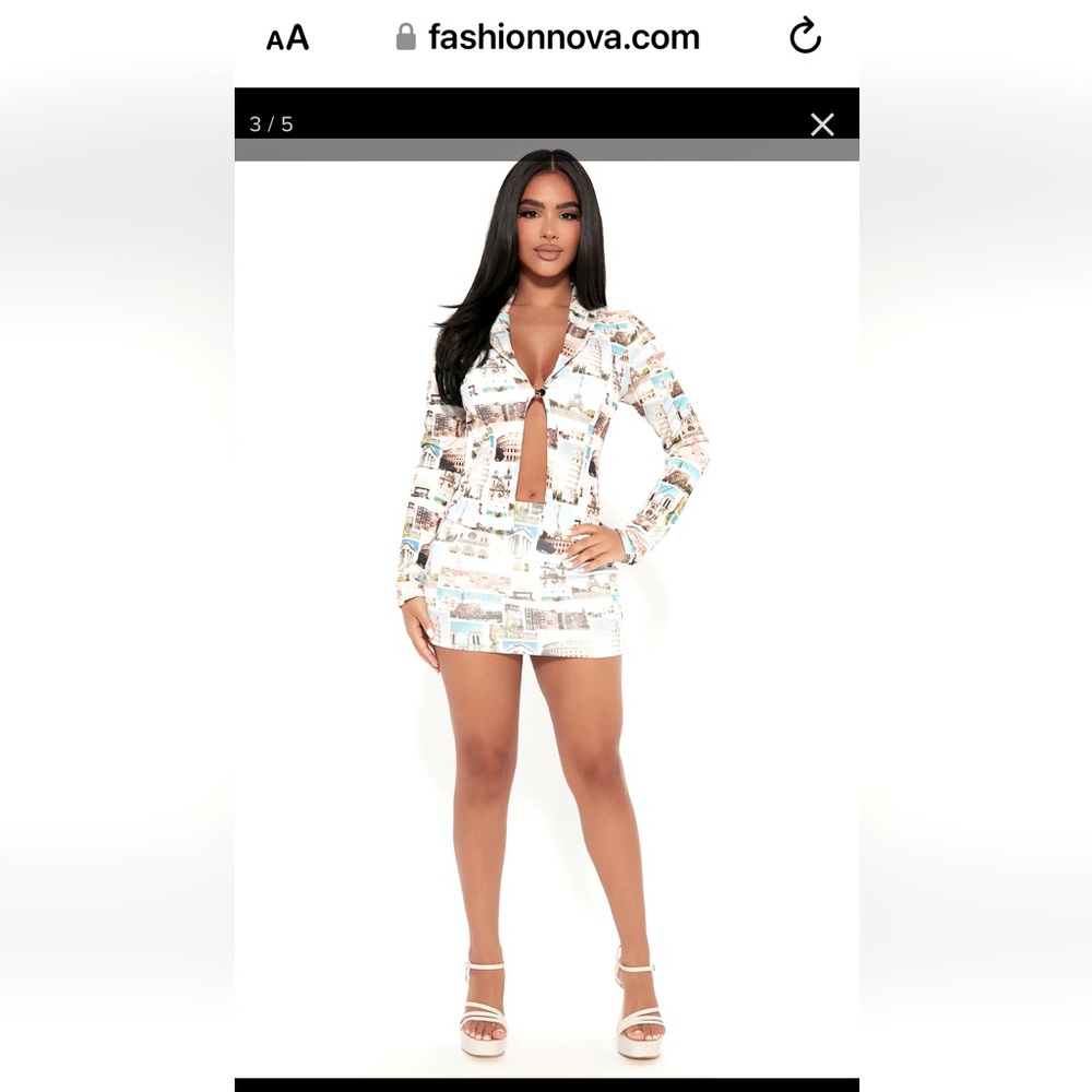Fashion Nova White Printed Mini Skirt
